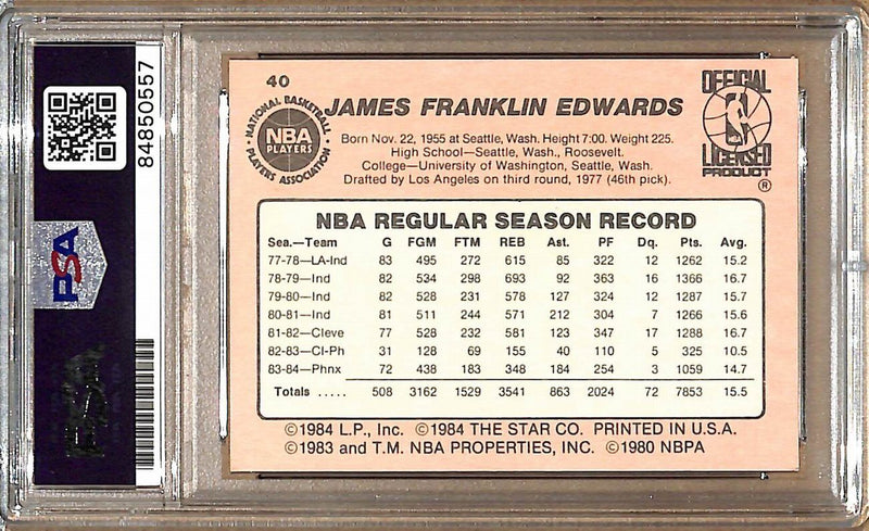 1984-85 Star Company #40 James Edwards Suns Signed/Auto Card PSA/DNA 178968