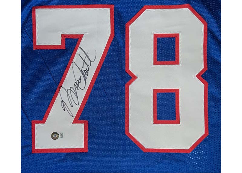 BRUCE SMITH AUTOGRAPHED CUSTOM BUFFALO BILLS JERSEY BECKETT AUTHENTICATED