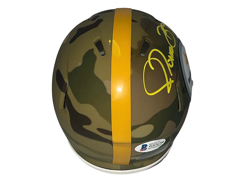 Jerome Bettis Autographed Pittsburgh Steelers Camo Mini Helmet Beckett