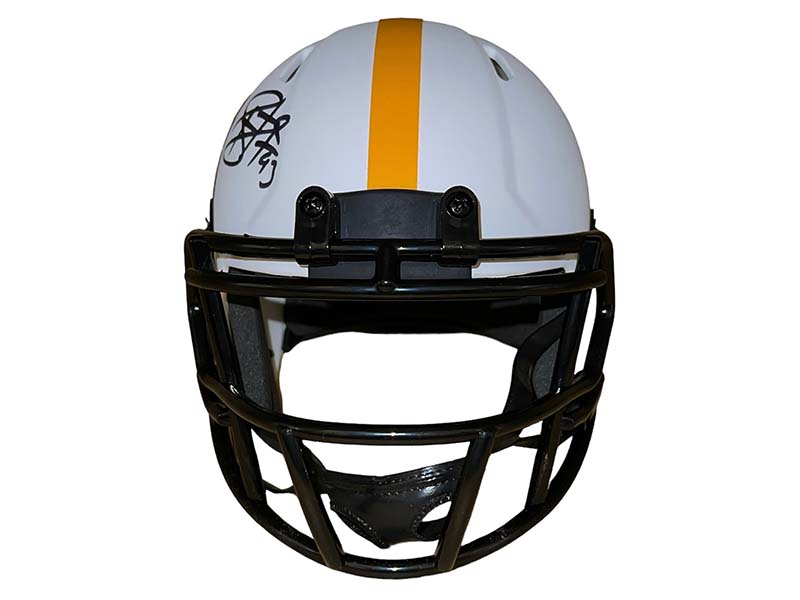 Troy Polamalu Autographed Pittsburgh Steelers Lunar Mini Football Helmet (Beckett)