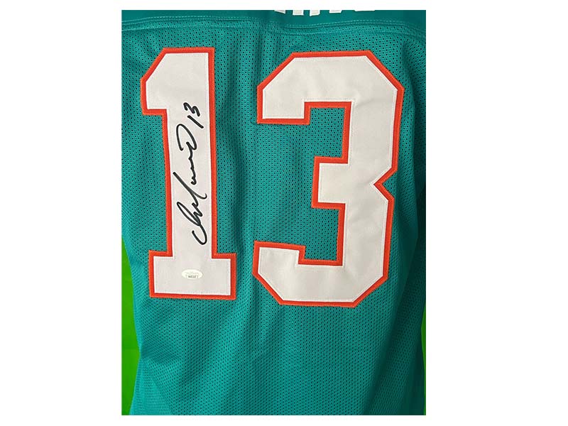 Dan Marino Autographed Teal Custom Football Jersey (JSA)