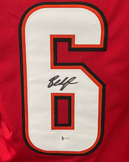 Baker Mayfield Autographed Red Pro style Football Jersey (Beckett)