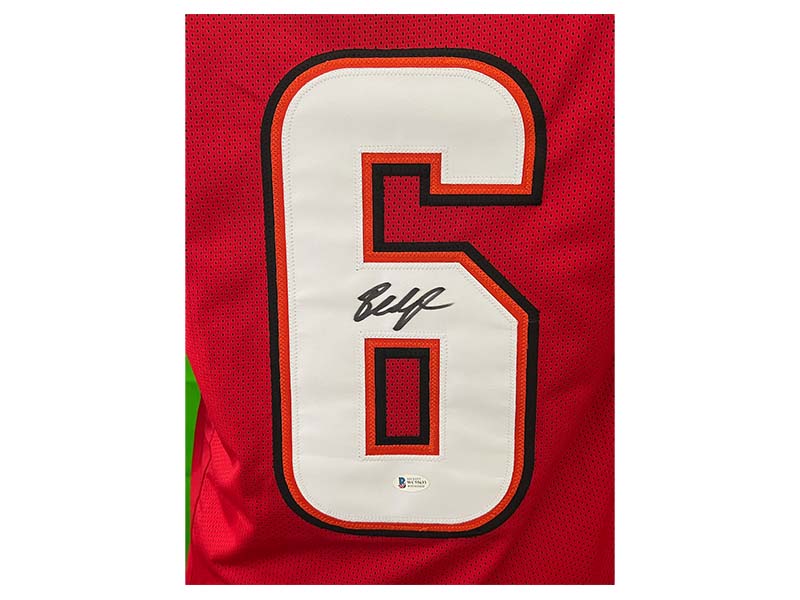 Baker Mayfield Autographed Red Pro style Football Jersey (Beckett)