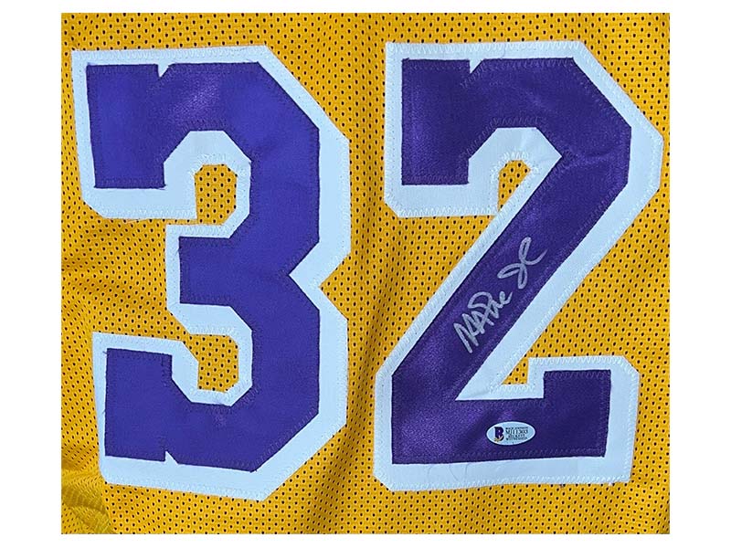 Magic Johnson Autographed Pro Style Yellow Basketball Jersey (Blackett)
