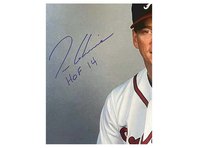 Tom Glavine Autographed Atlanta Braves 16x20 Baseball Photo (JSA) HOF 14 Insc