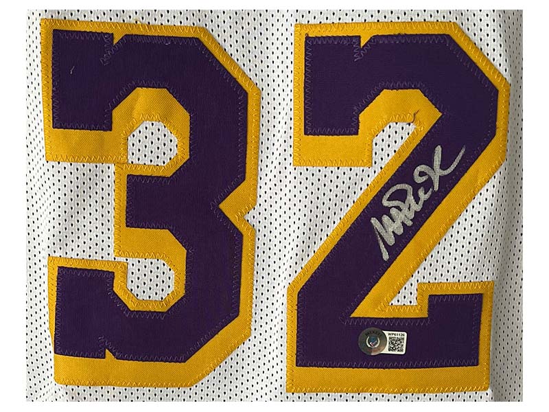 Magic Johnson Autographed Pro Style White Basketball Jersey (Beckett)