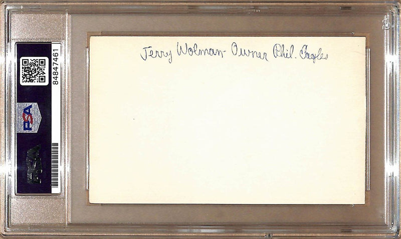Jerry Wolman Autographed 3x5 Index Card Owner Philadelphia Eagles PSA/DNA 179085
