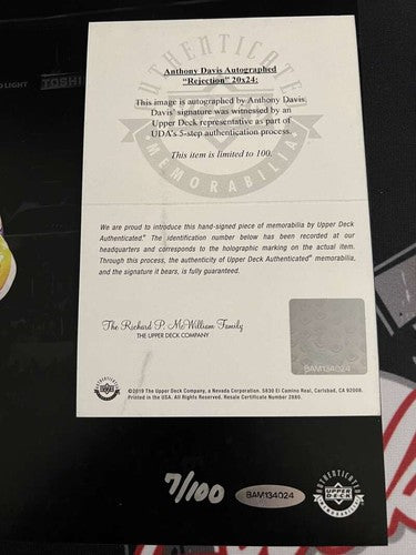 Anthony Davis Signed 20x24 Photo Rejection LE /100 Upper Deck UDA COA