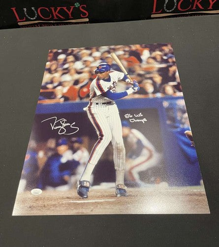 Darryl Strawberry Signed Autographed 16x20 Photo w/ 86 WS Champs JSA COA