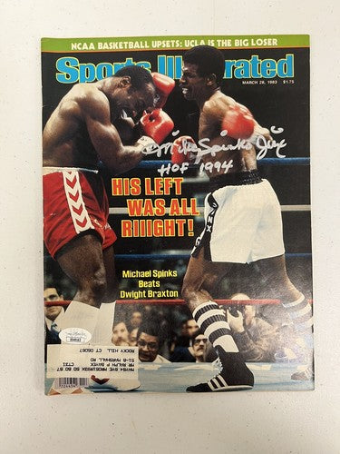 Michael Spinks Jinx Signed Auto Sports Illustrated "HOF 1994" JSA COA 3/28/83 L