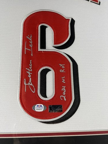 Jonathan India Signed Framed White Custom Jersey w/ 2021 NL ROY PSA COA Reds