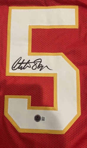 Christian Okoye Signed Kansas City Chiefs Custom Jersey Beckett Witness BAS COA