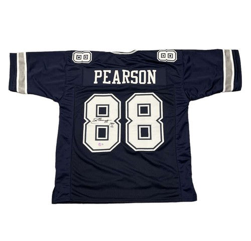 Drew Pearson Signed Cowboys Navy Custom Jersey w/ HOF 21 Beckett Wit BAS COA