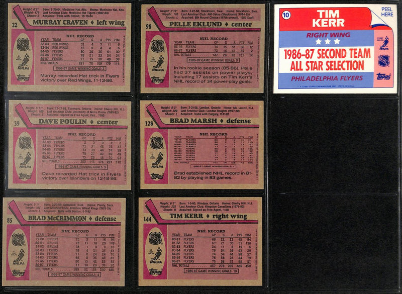 1987-88 Topps Hockey Philadelphia Flyers Team (7) Cards 189212