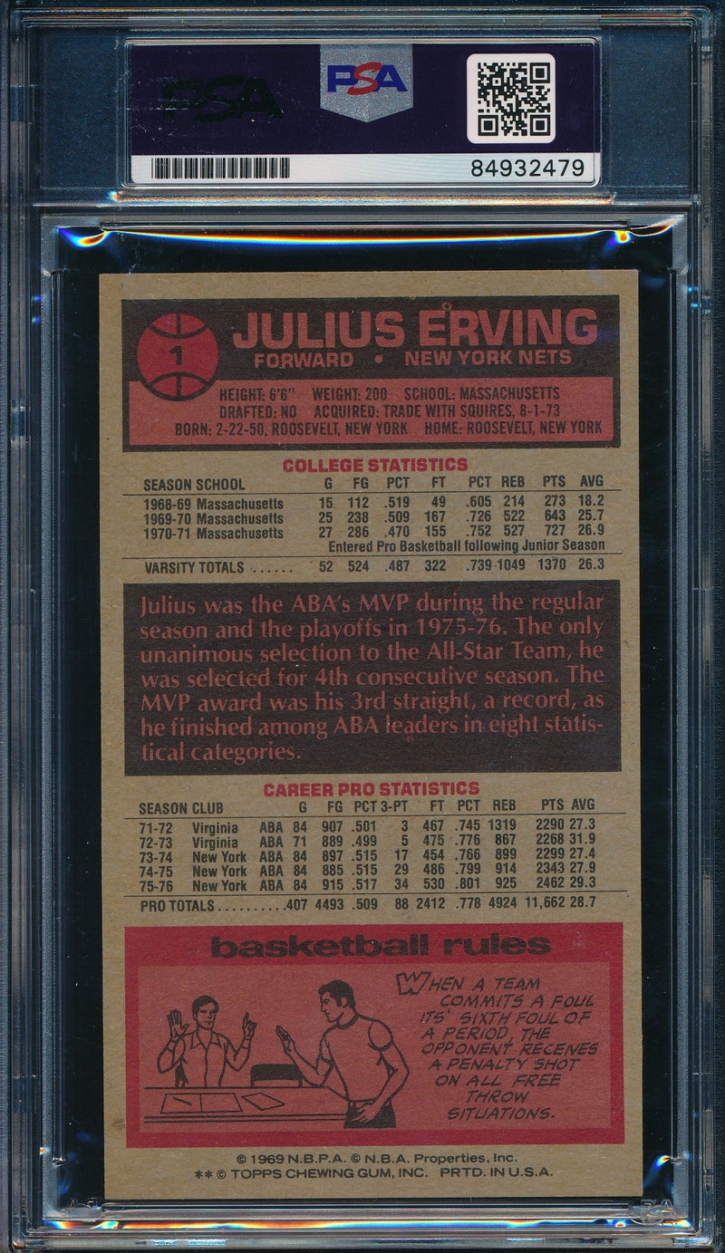 1976-77 Topps #1 Signed/Auto Julius Dr. J Erving HOF Philadelphia 76ers PSA/DNA