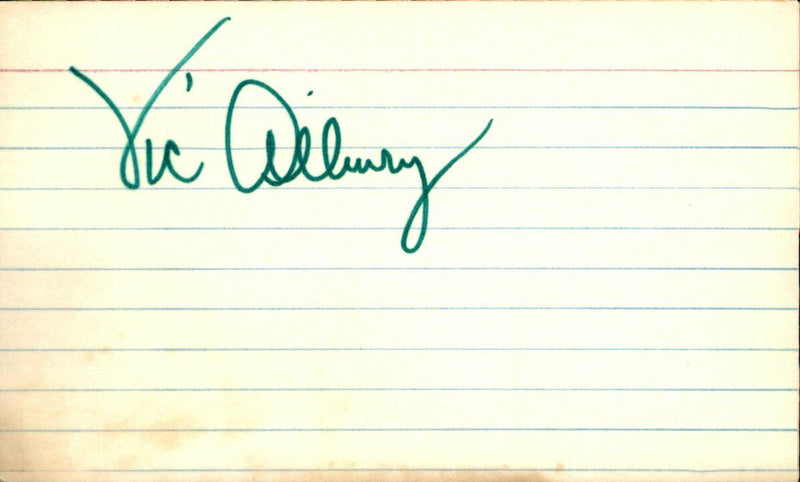 Vic Albury Minnesota Twins d.2017 Signed/Autographed 3x5 Index Card 162572