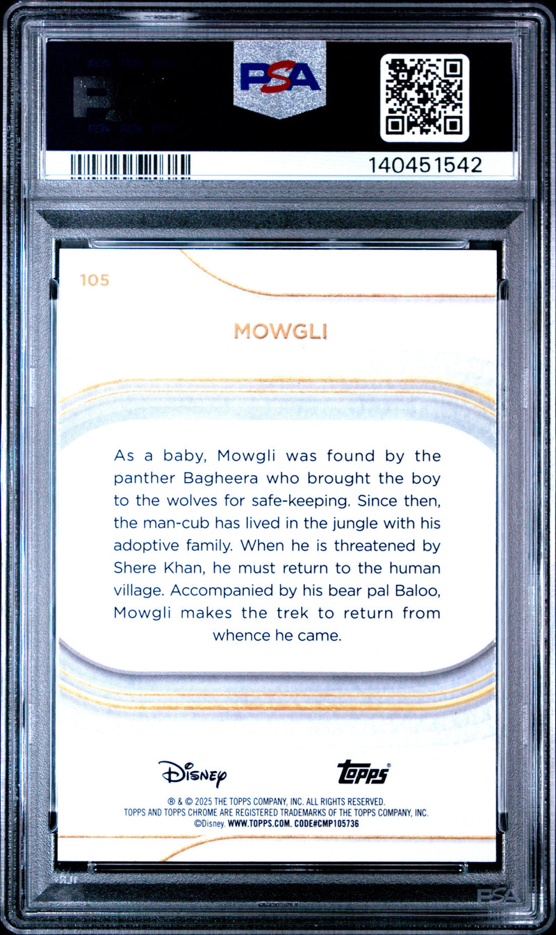 Graded 2025 Topps Chrome Disney Mowgli #106 Mini Diamonds The Jungle Book Trading Card PSA 10 Gem Mint