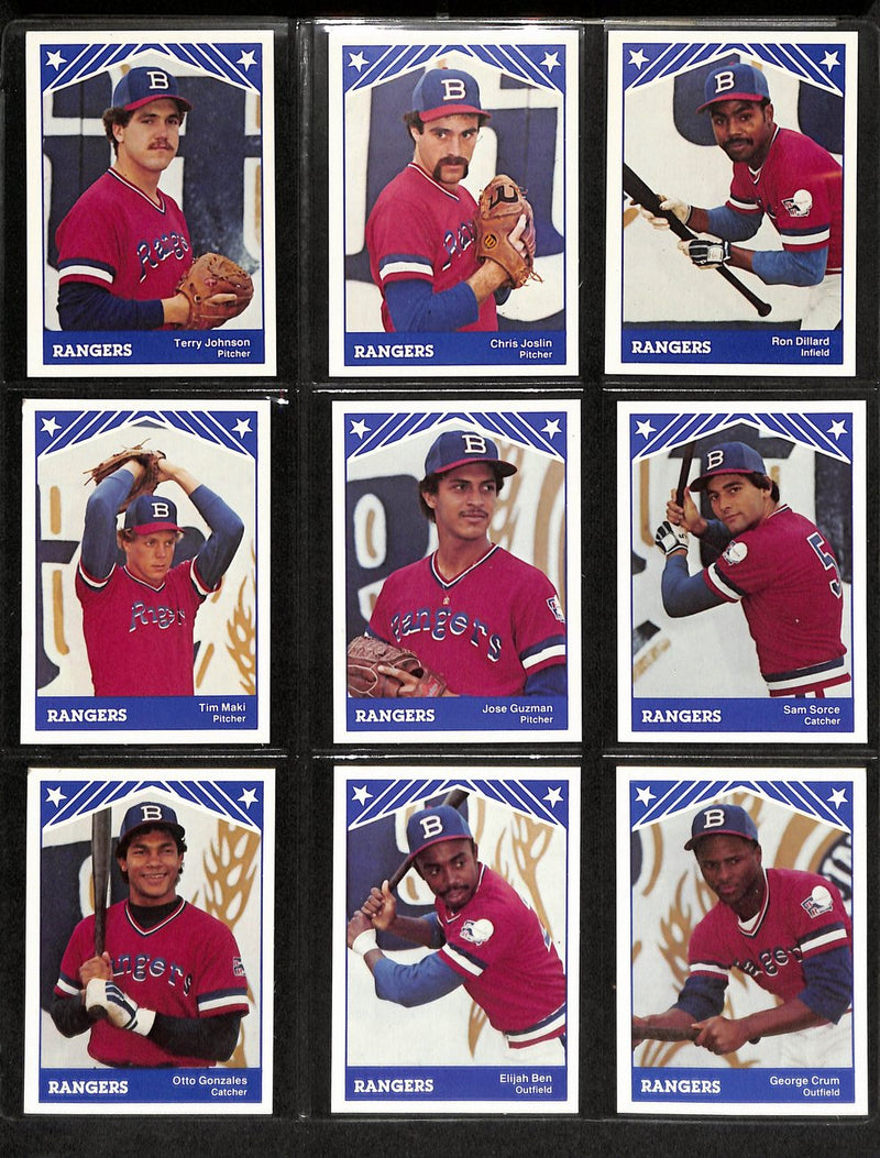 1983 TCMA Baseball Burlington Rangers Complete Team Set (27/27) Cards 189381
