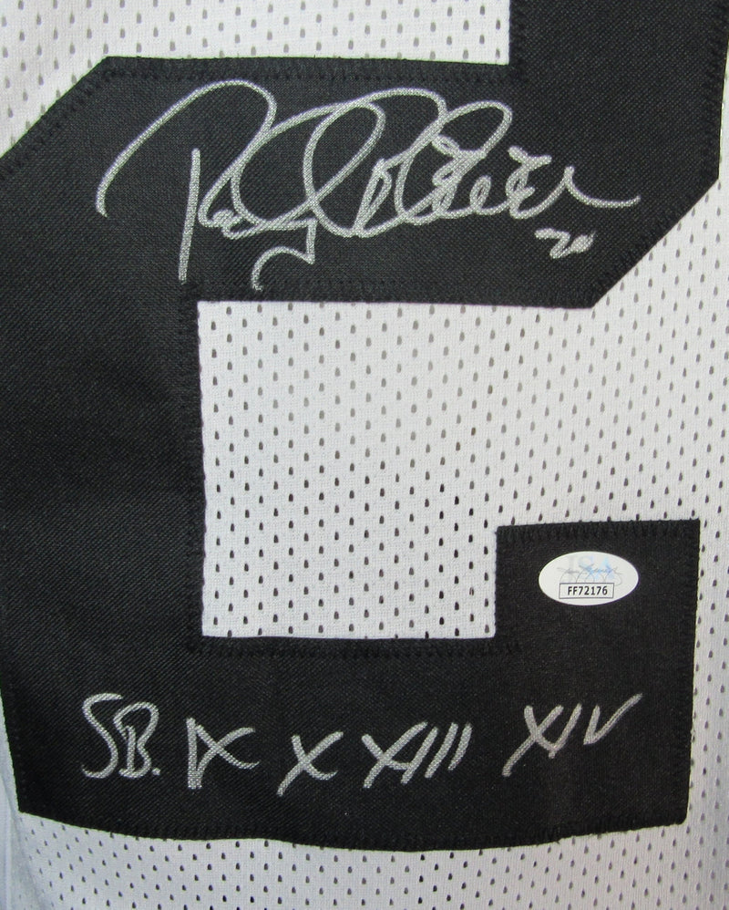 Rocky Bleier  Steelers Signed/Inscr Custom White Football Jersey JSA 147463