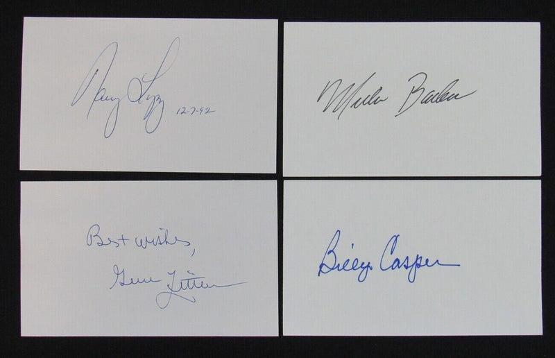 Lot of 4 Golf Hall of Famers Signed/Auto 3x5 Index Cards incl. B. Casper 150234