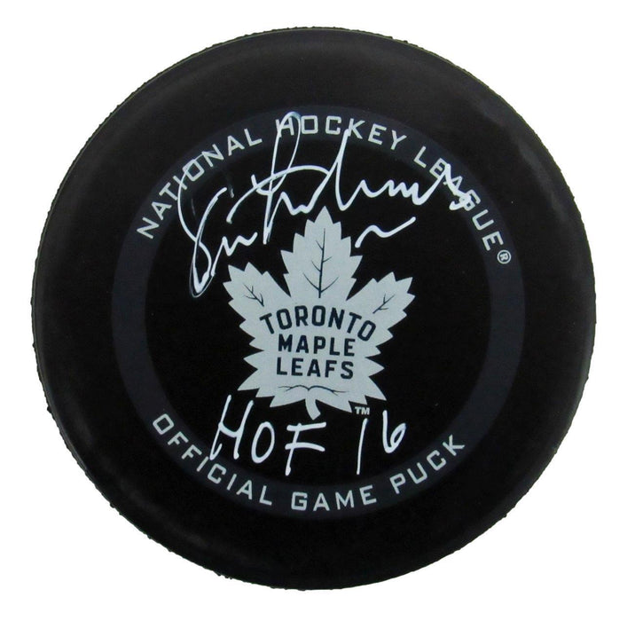 Eric Lindros Autographed Toronto Maple Leafs Game Hockey Puck JSA
