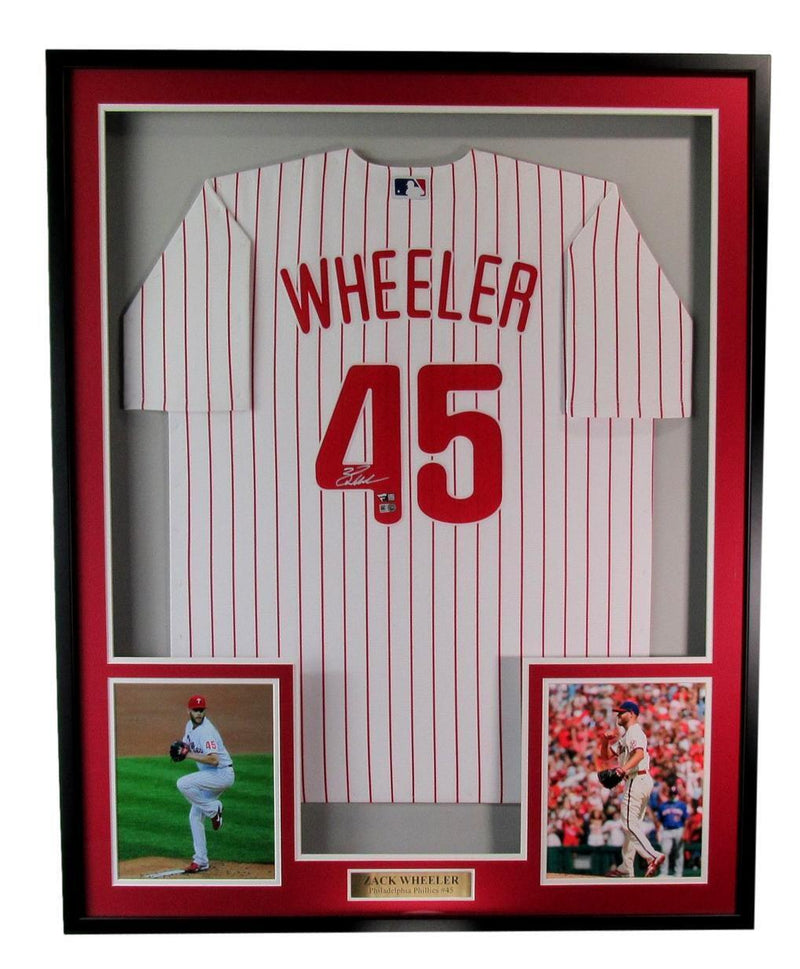 Zack Wheeler Autographed Baseball Jersey Philadelphia Phillies Framed Fanatics