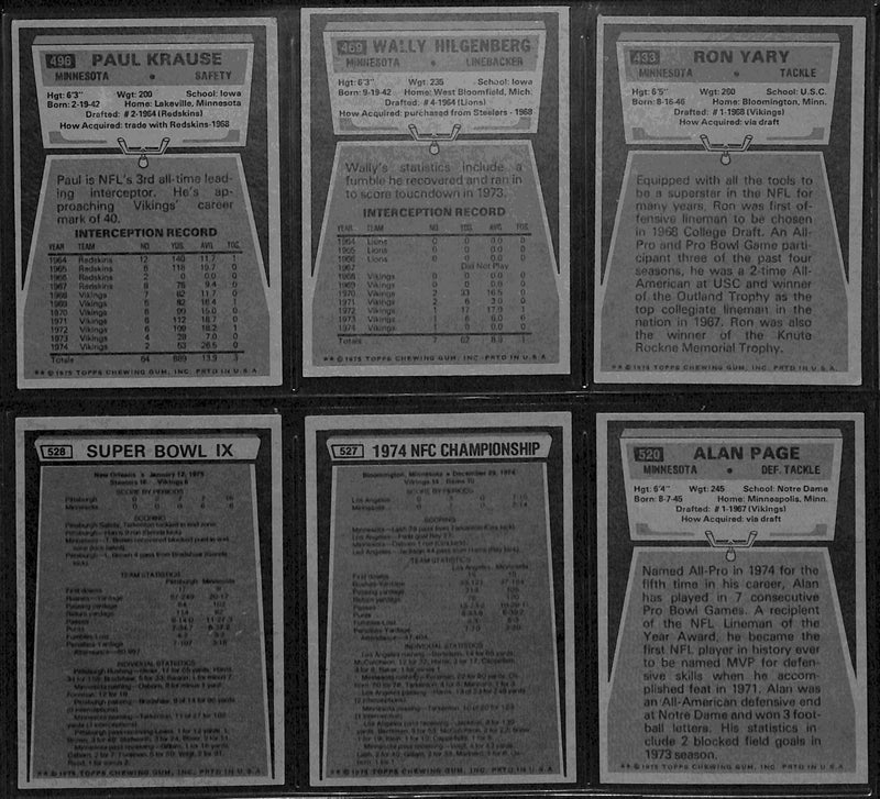 1975 TOPPS Football Minnesota Vikings Team Cards (24) 189265