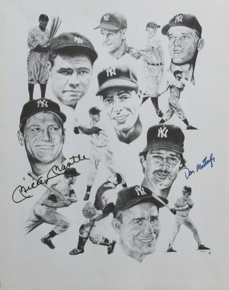 Mickey Mantle/Don Mattingly Yankees Dual-Signed 11x14 Lithograph Beckett 165859
