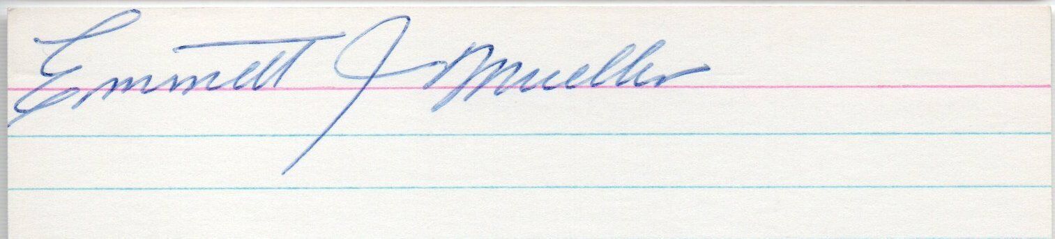 (Lot of  4 Emmett Mueller d.1986 Phil. Phillies Signed 3x5 Index Cards 145385
