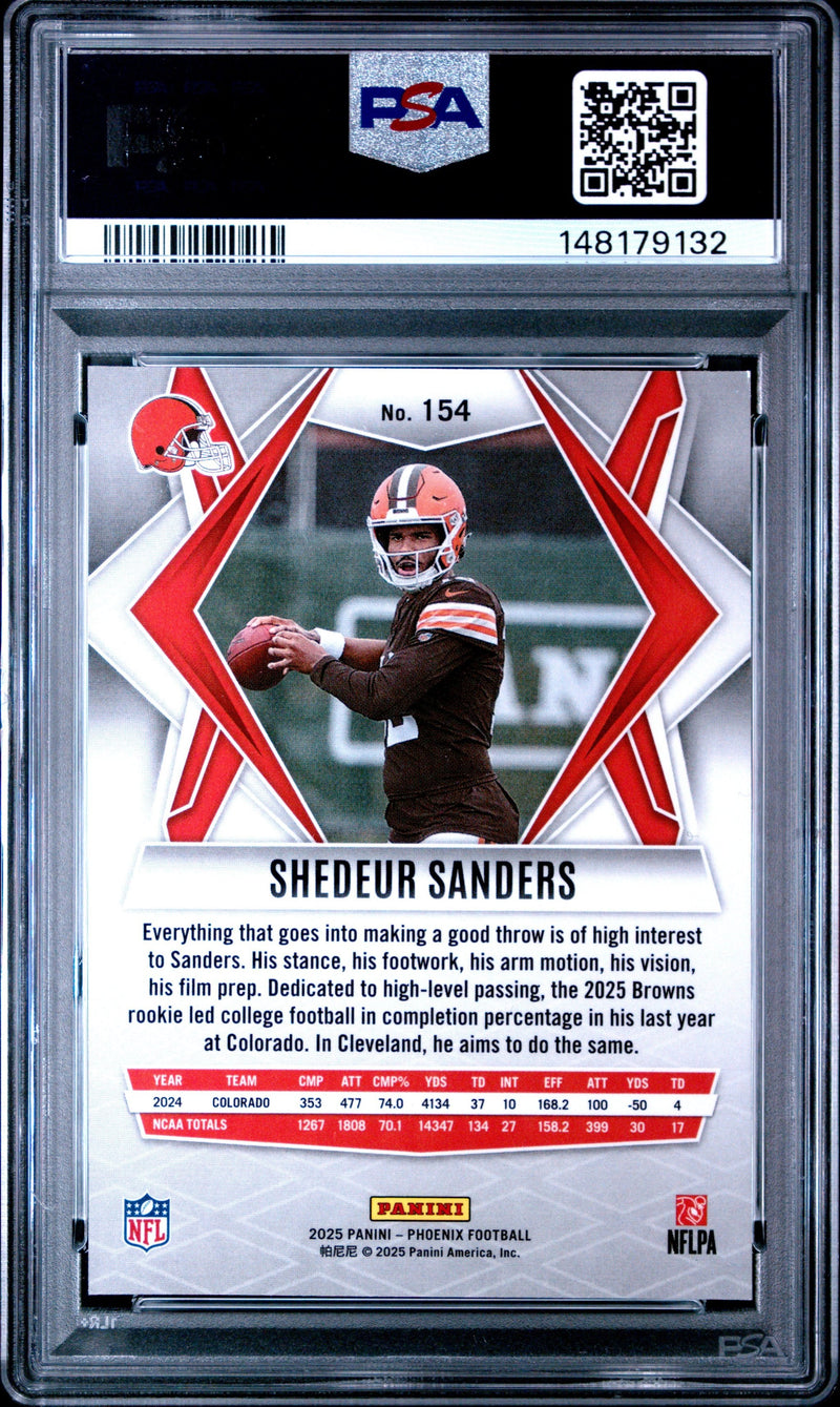 Graded 2025 Panini Phoenix Shedeur Sanders #154 Rookie RC Football Card PSA 10 Gem Mint