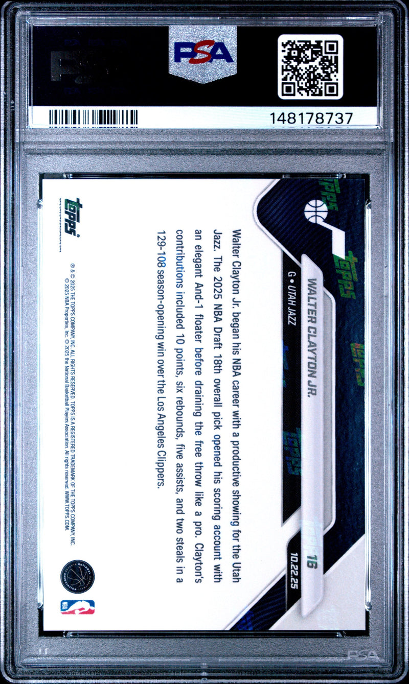 Graded 2025 Topps Now Walter Clayton Jr. #16 Rookie RC Basketball Card PSA 8 Near Mint
