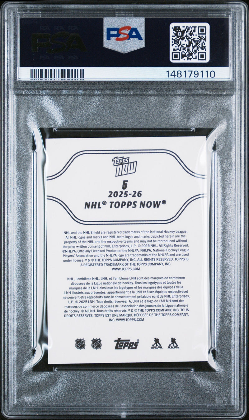 Graded 2025 Topps Now Matthew Schaefer #5 Rookie RC Hockey Card PSA 6 Excellent