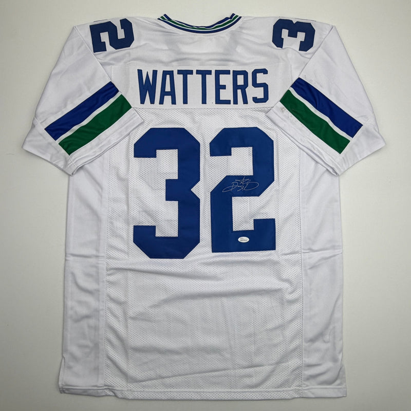 Autographed/Signed Ricky Watters Seattle White Football Jersey Beckett BAS COA