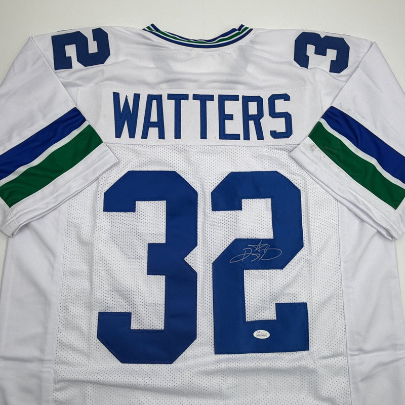 Autographed/Signed Ricky Watters Seattle White Football Jersey Beckett BAS COA