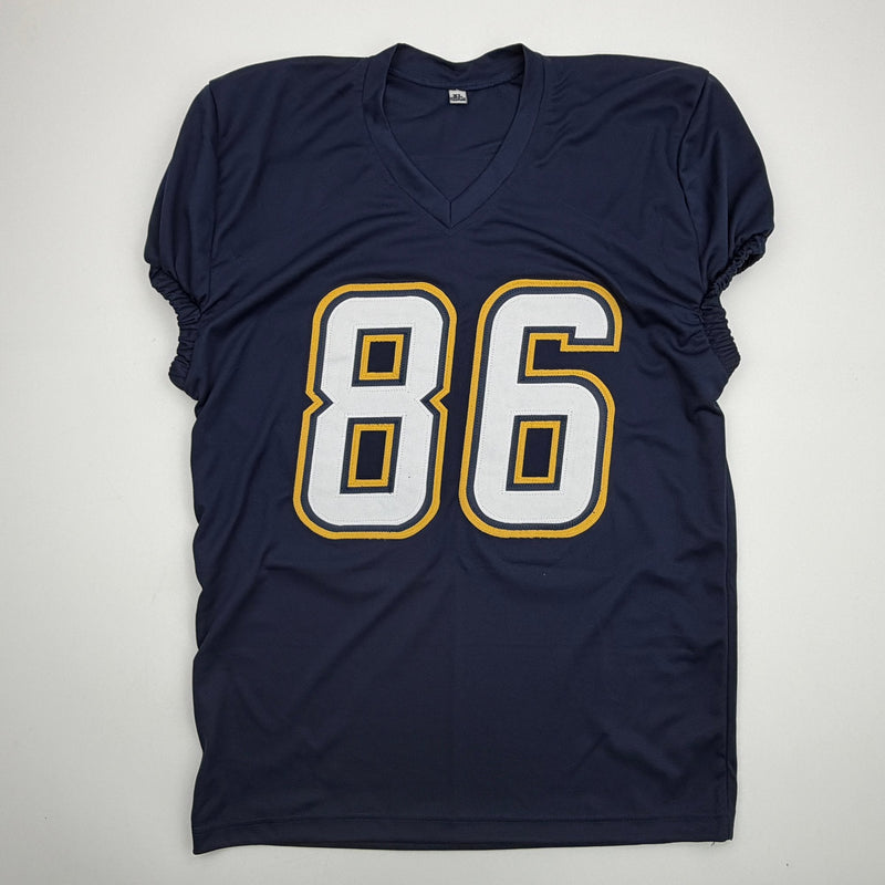 Autographed/Signed Oronde Gadsden Los Angeles San Diego Navy Blue Pro Cut Football Jersey Beckett BAS COA