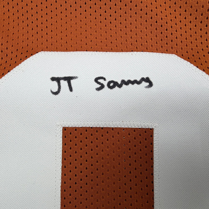 Autographed/Signed Ja'Tavion Sanders Texas Orange College Football Jersey Beckett BAS COA