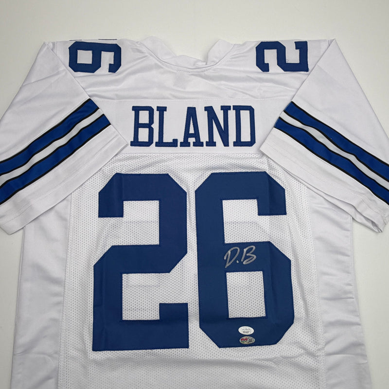 Autographed/Signed Daron Bland Dallas White Football Jersey JSA COA