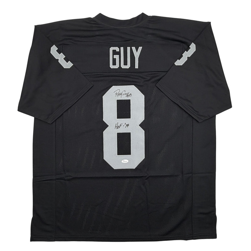 Autographed/Signed Ray Guy HOF 14 Oakland Las Vegas Black Football Jersey JSA COA