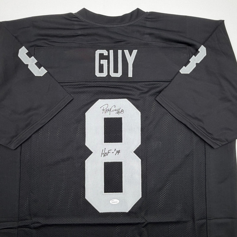 Autographed/Signed Ray Guy HOF 14 Oakland Las Vegas Black Football Jersey JSA COA