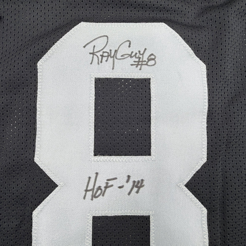 Autographed/Signed Ray Guy HOF 14 Oakland Las Vegas Black Football Jersey JSA COA