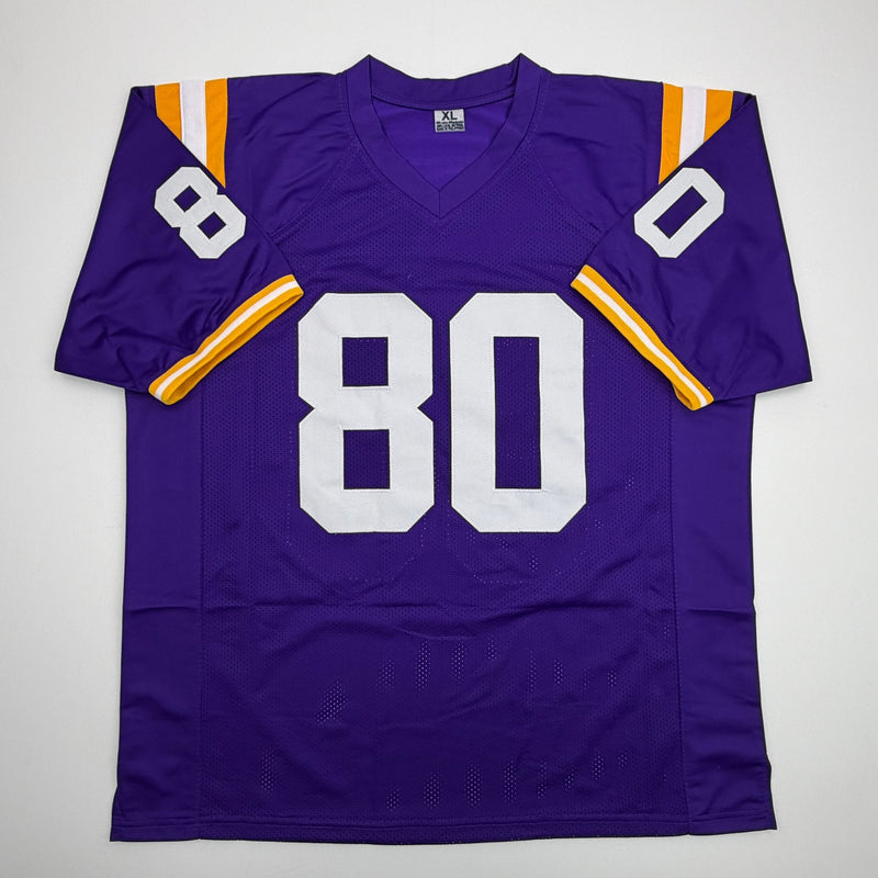 Autographed/Signed Dwayne Bowe LSU Purple College Football Jersey Beckett BAS COA