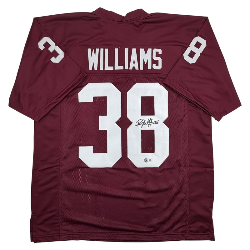 Autographed/Signed Roy Williams Oklahoma Maroon College Football Jersey Beckett BAS COA