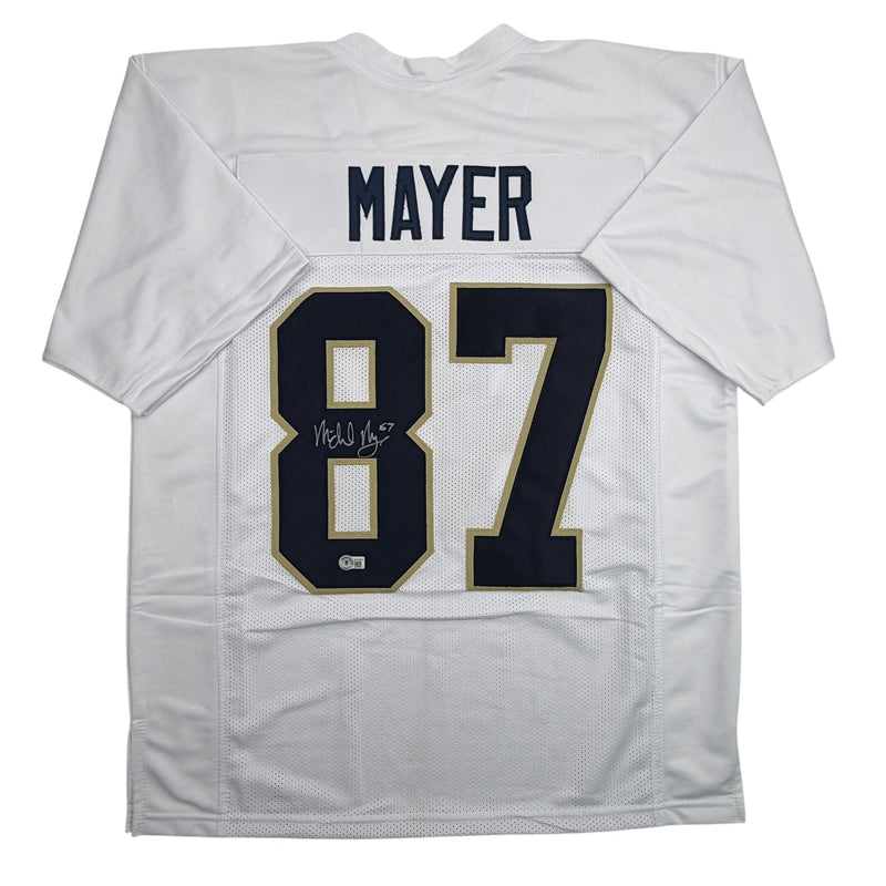 Autographed/Signed Michael Mayer Notre Dame White College Football Jersey Beckett BAS COA