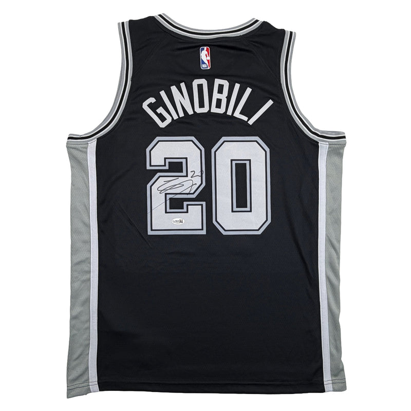 Autographed/Signed Manu Ginobili San Antonio Spurs Black Authentic Basketball Jersey JSA COA