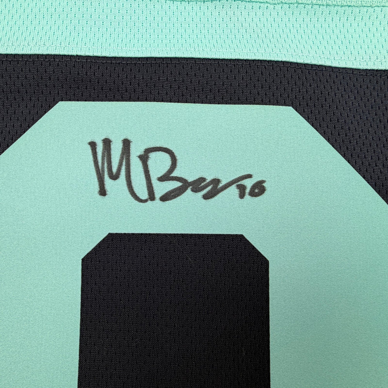 Autographed/Signed Matty Beniers Seattle Kraken Blue Authentic Hockey Jersey Fanatics COA