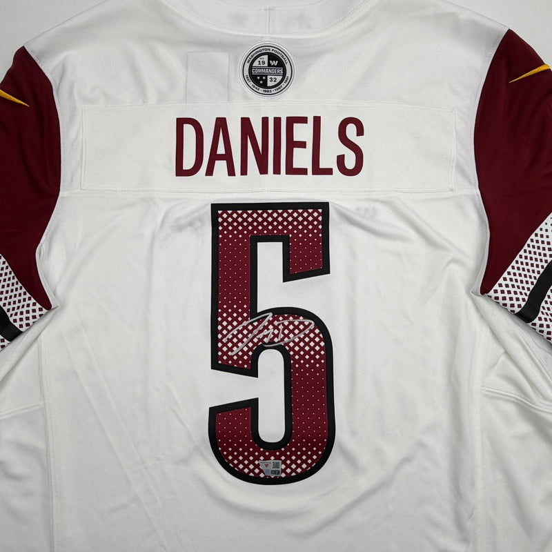 Autographed/Signed Jayden Daniels Washington Commanders White Authentic Football Jersey Fanatics COA