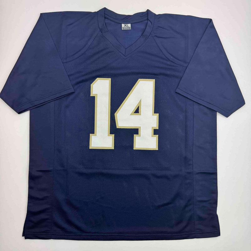 Autographed/Signed Kyle Hamilton Notre Dame Blue College Football Jersey Beckett BAS COA