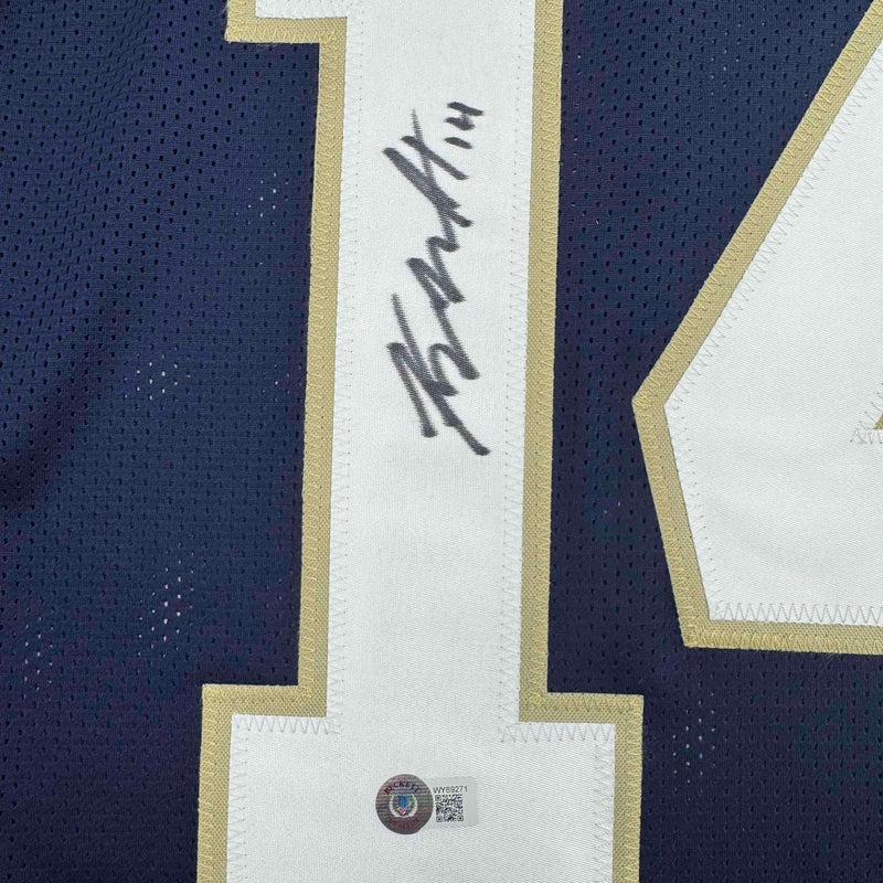 Autographed/Signed Kyle Hamilton Notre Dame Blue College Football Jersey Beckett BAS COA