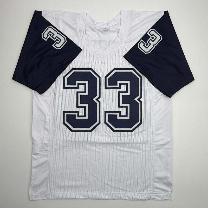 Autographed/Signed Tony Dorsett Dallas White Color Rush Football Jersey JSA COA