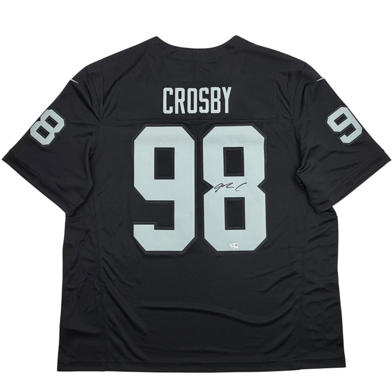 Autographed/Signed Maxx Crosby Oakland Las Vegas Raiders Black Authentic Football Jersey Fanatics COA